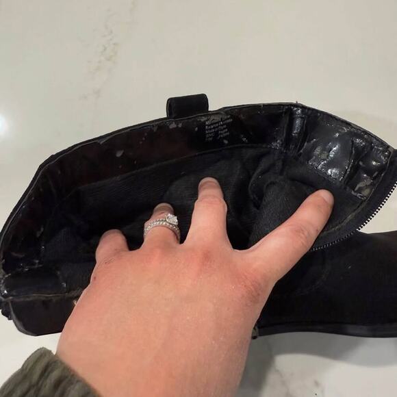 Style & Co Suede Low Calf Boots Black Womens 7.5 Ankle Booties Casual Minimalist - Picture 8 of 9